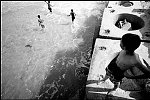 Kids diving from concrete blocks  in the village of Bait Lahia in the Gaza Strip. <br>